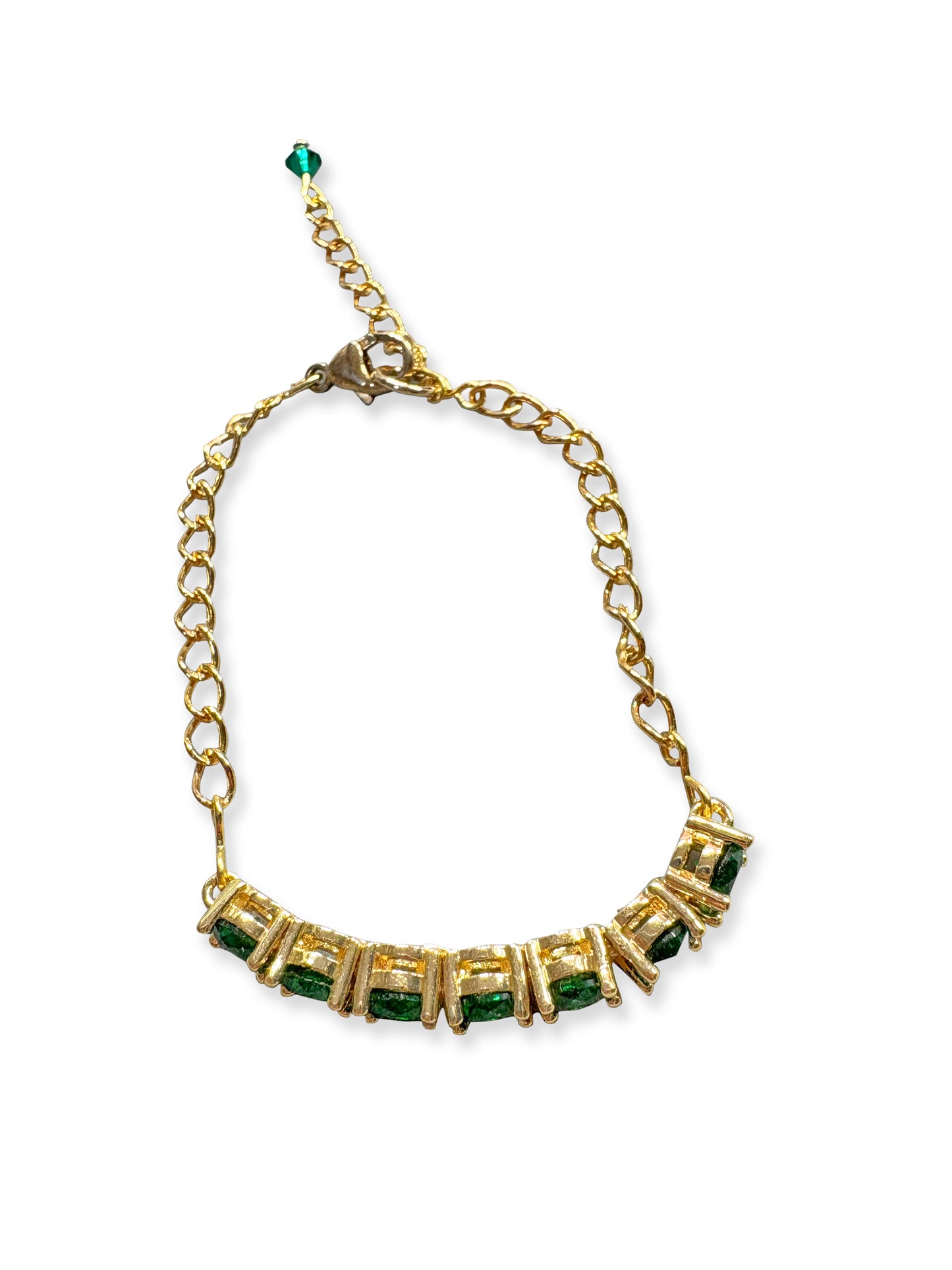 Emerald CZ 7" Gold Bracelet