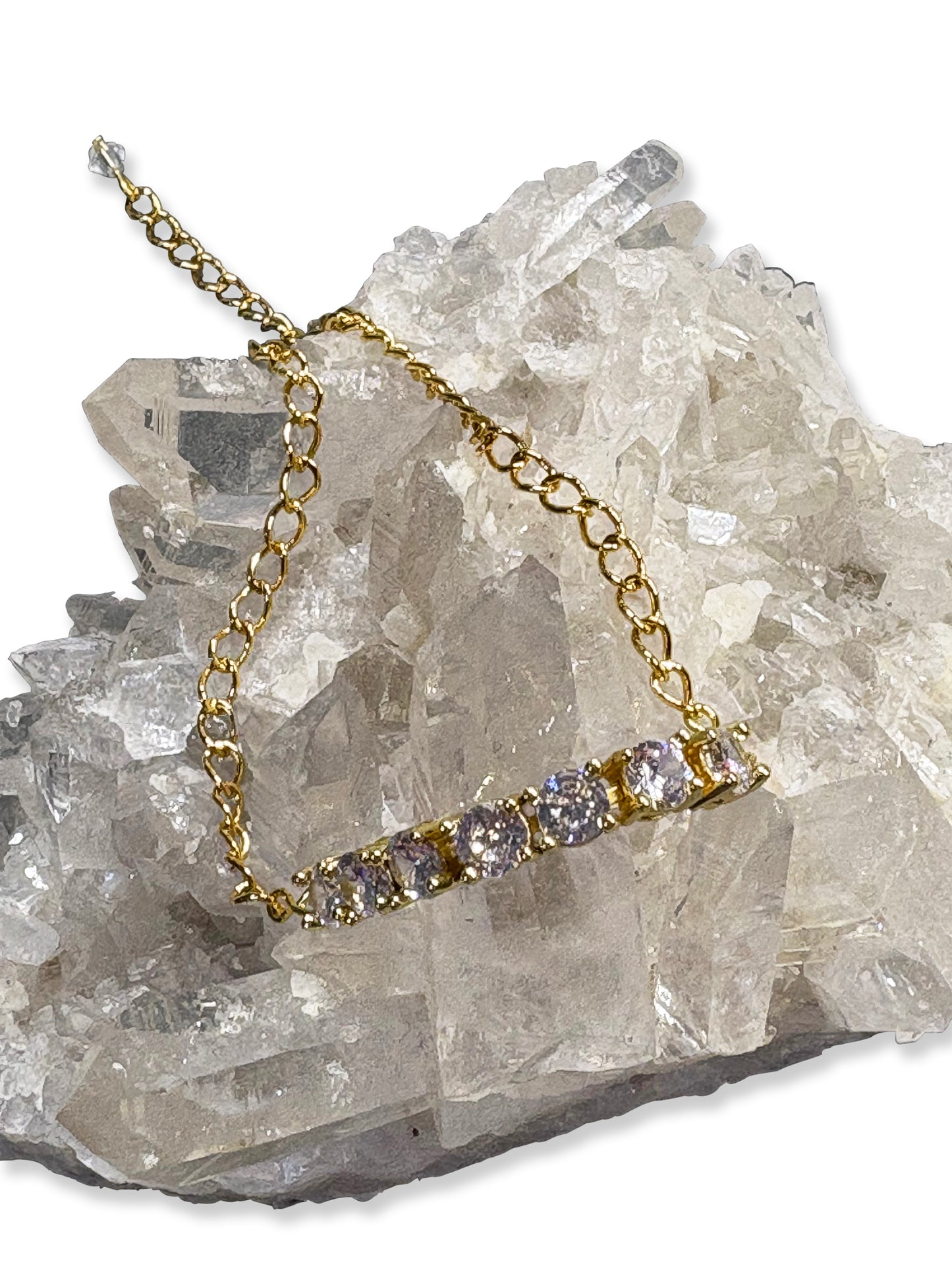 Clear CZ 8" Gold Bracelet