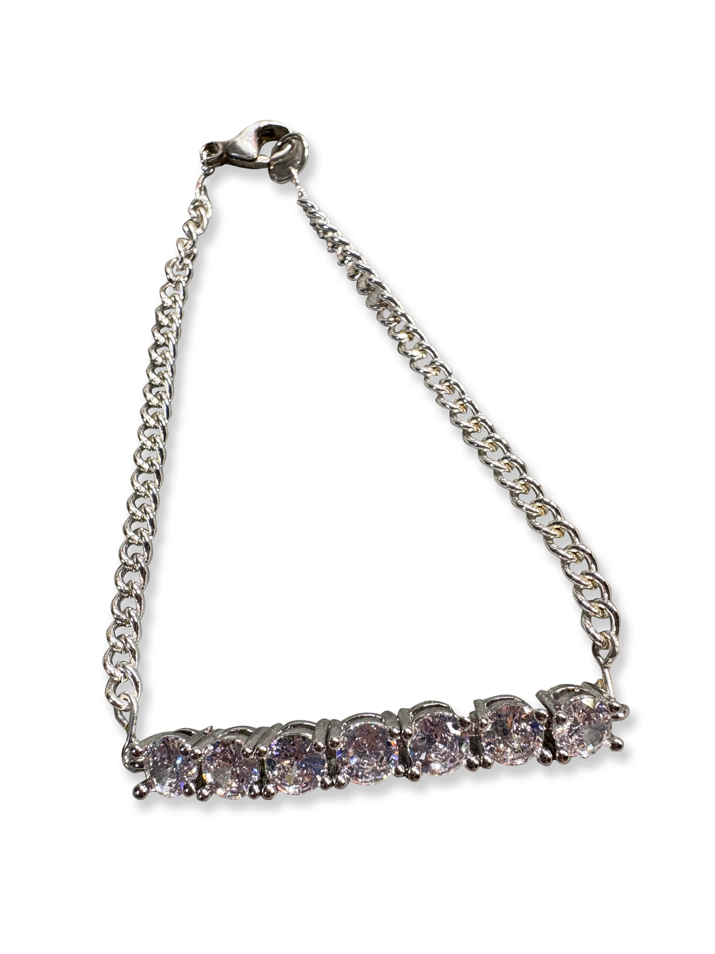 Clear CZ 8" Silver Bracelet