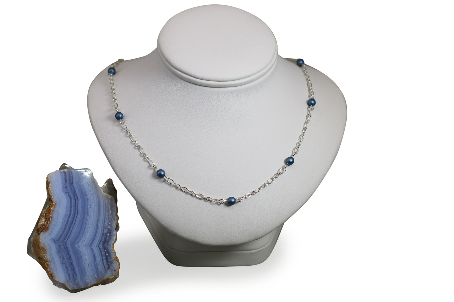 Blue Czech Pearls 18" Necklace