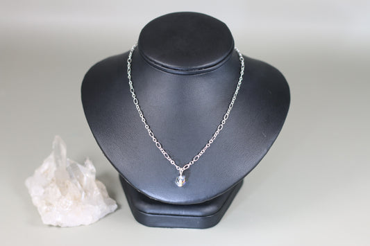 Clear Austrian Crystal 16" Figaro Chain Necklace Necklace with Sterling Silver Components - Annabel's Jewelry & Leather