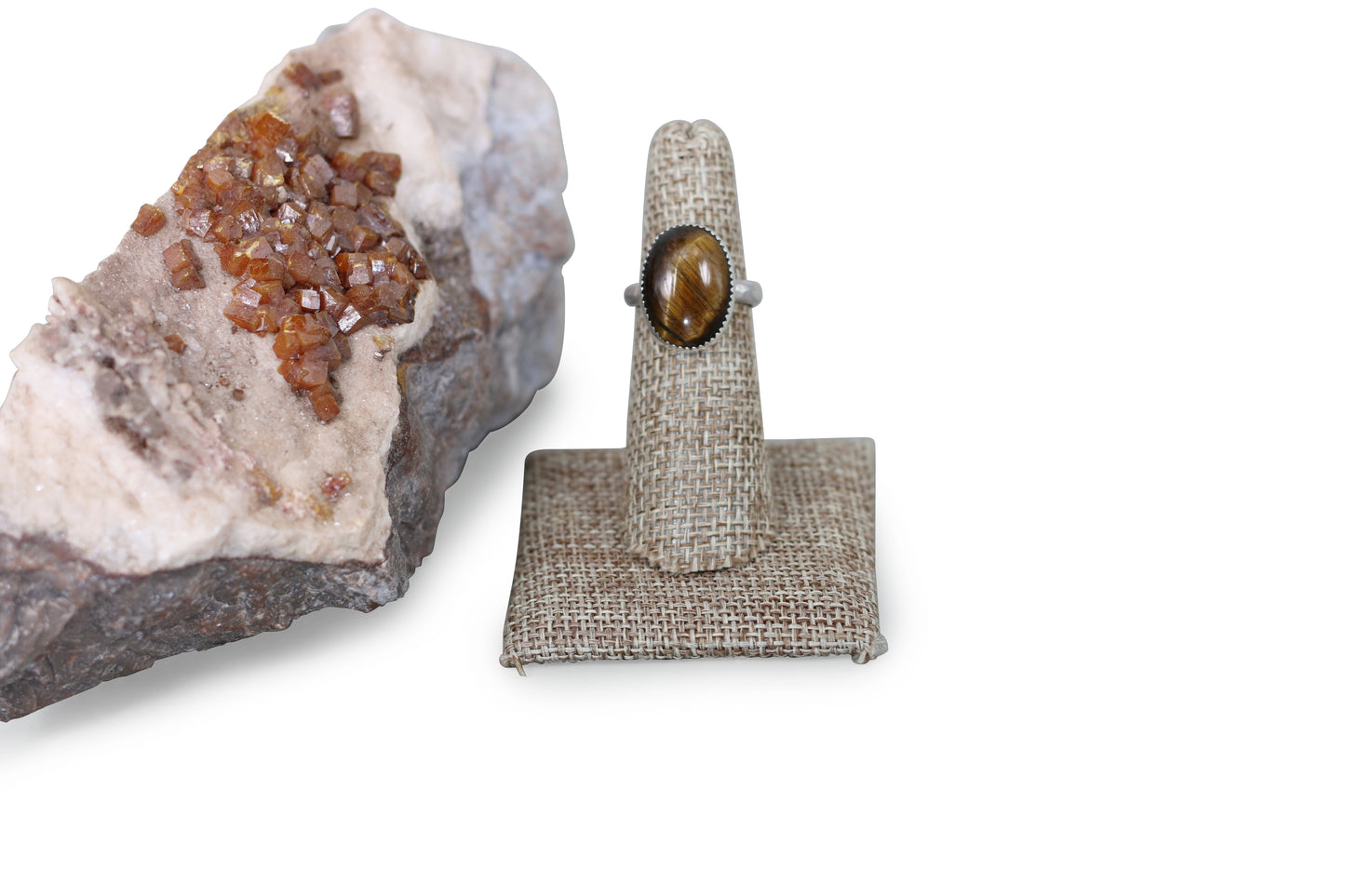 Tiger Eye Natural Gemstone Handmade Sterling Silver Oval Ring, Size 6 1/2