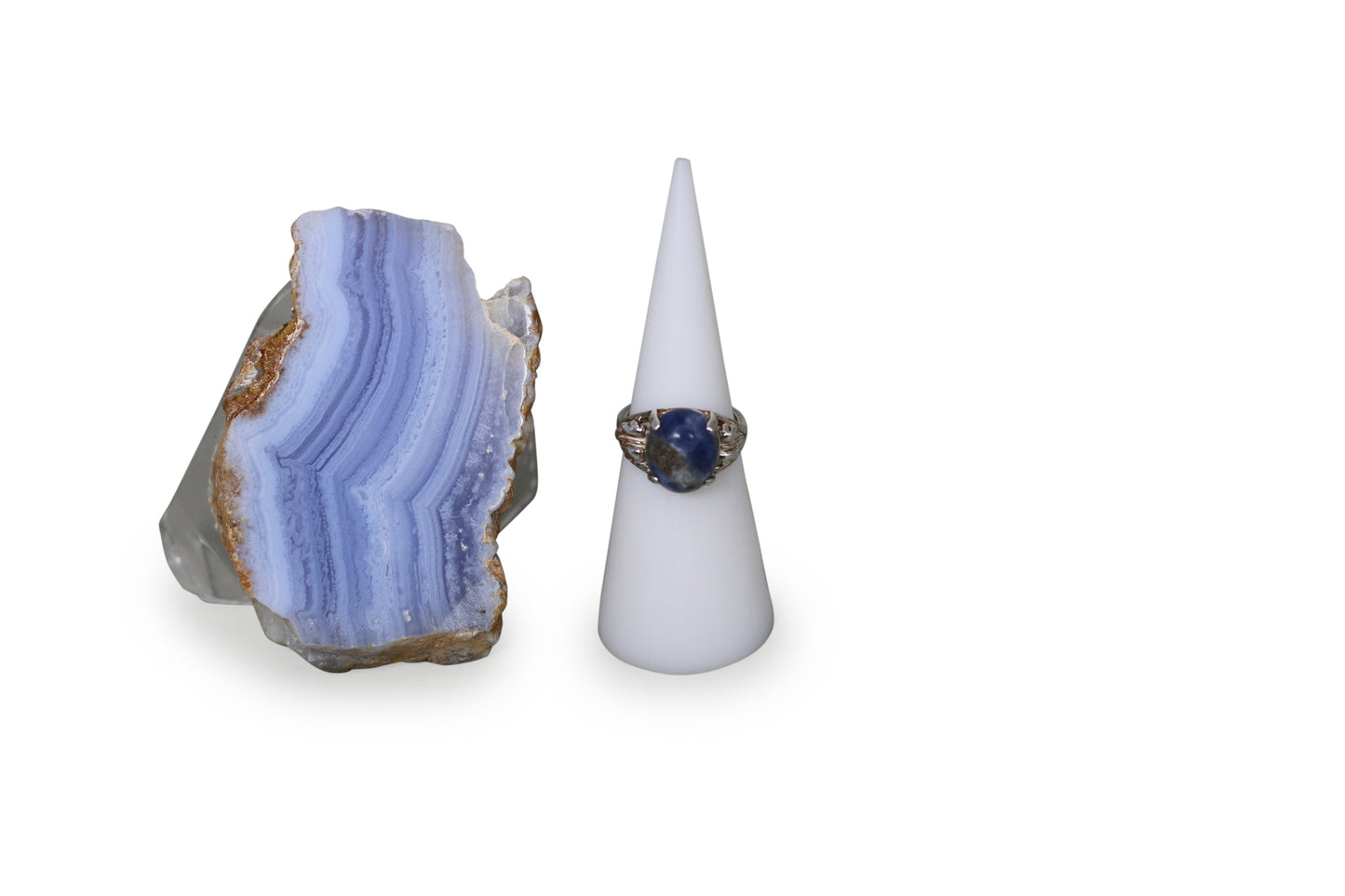 Sodalite Natural Gemstone Sterling Silver Leaf Ring, Size 5