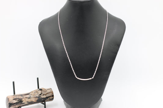 Sterling Silver Curved Bar Sterling Silver 3mm Beads 20" Cable Chain Necklace with Sterling Silver Components - Annabel's Jewelry & Leather