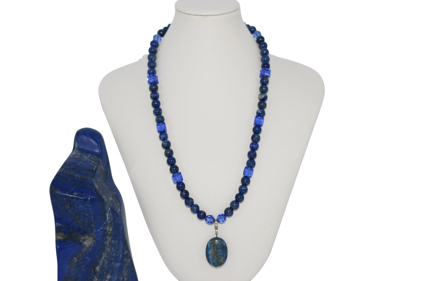 Lapis /Sapphire Crystals 18" Necklace