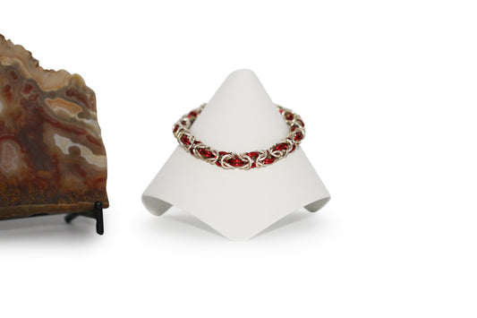 Red/Silver Byzantine Bracelet