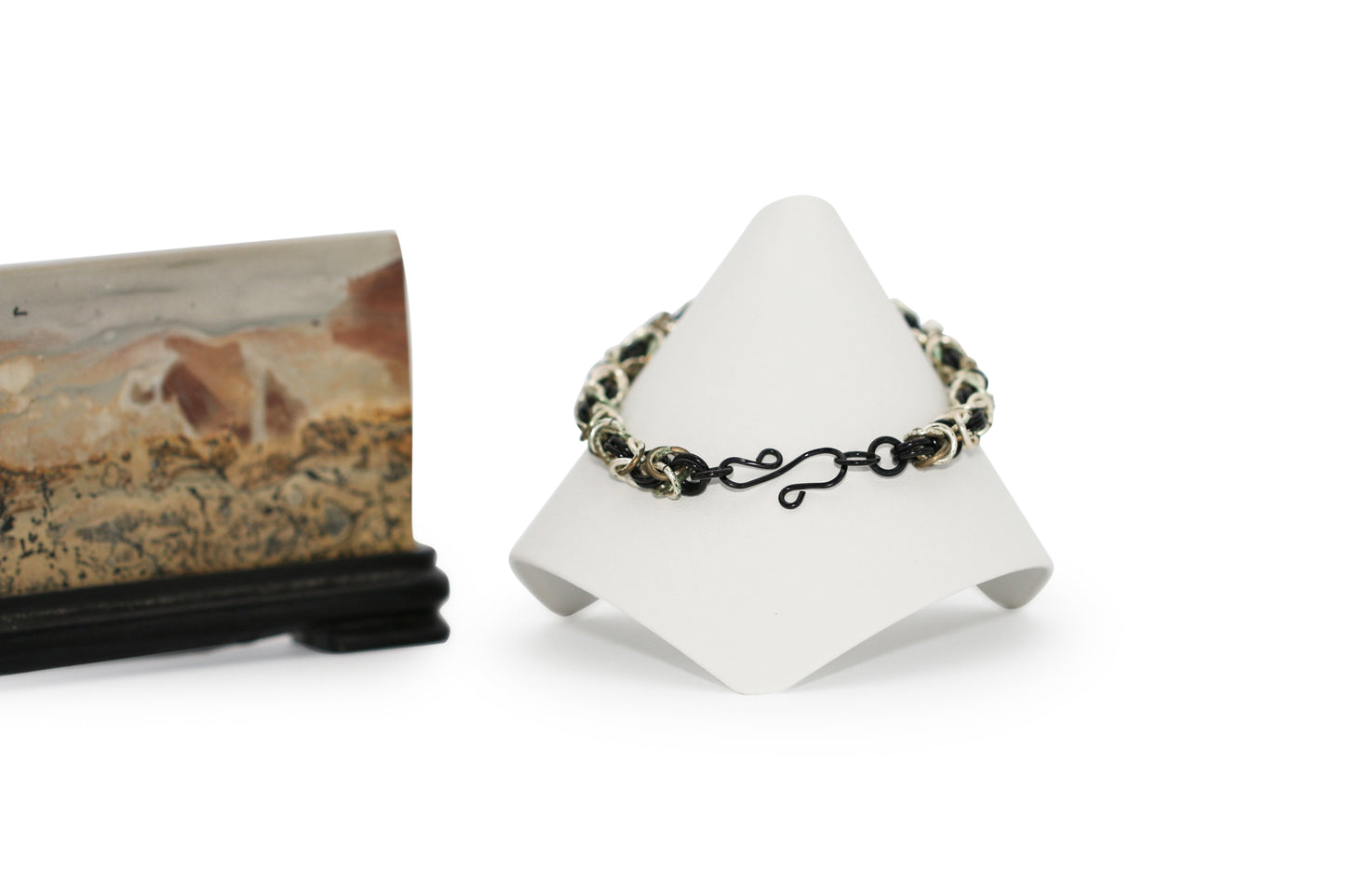 Black & Silver Byzantine 8" Bracelet