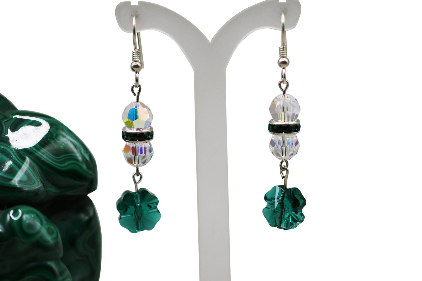 Shamrock Emerald Crystals Earrings