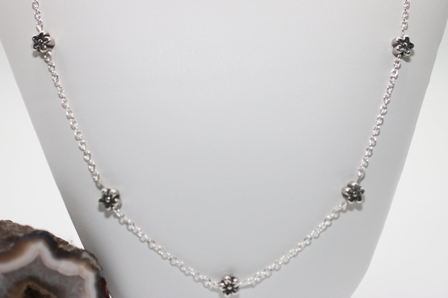 Antique Silver Flowers 22" Necklace