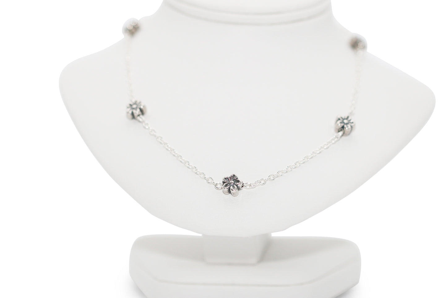Antique Silver Flowers 16" Necklace