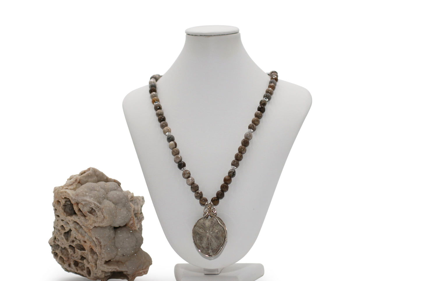 Echinoid Fossil 26" Necklace