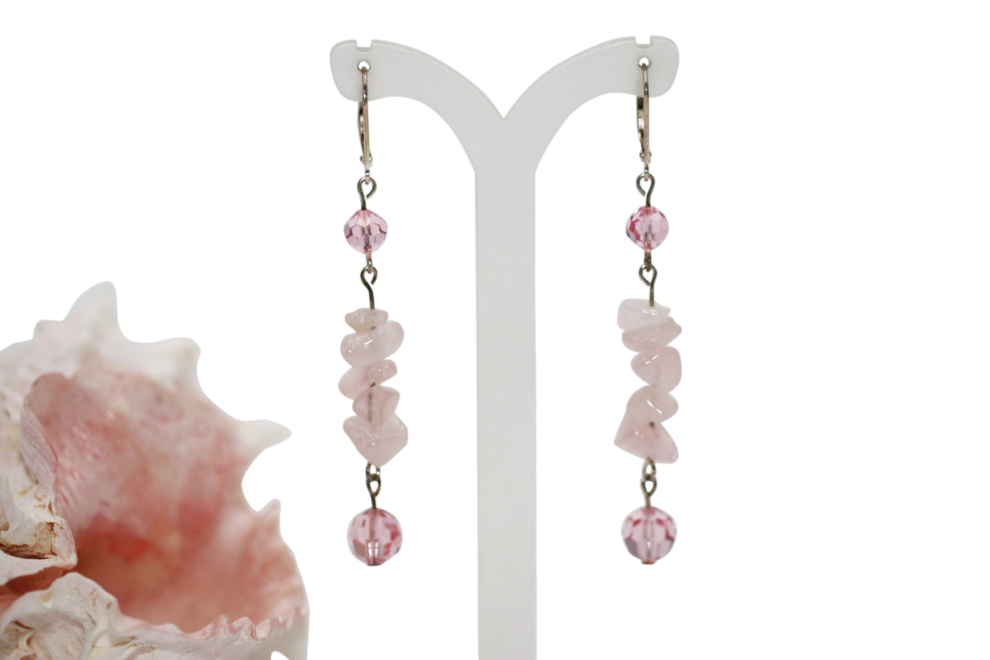 Rose Quartz Chips Earrings