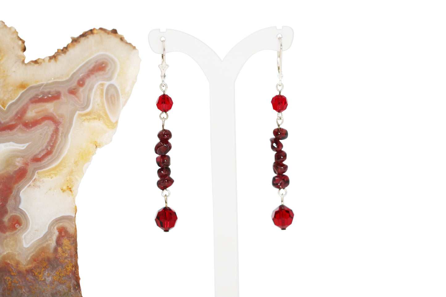 Garnet Gemstone Chips Earrings