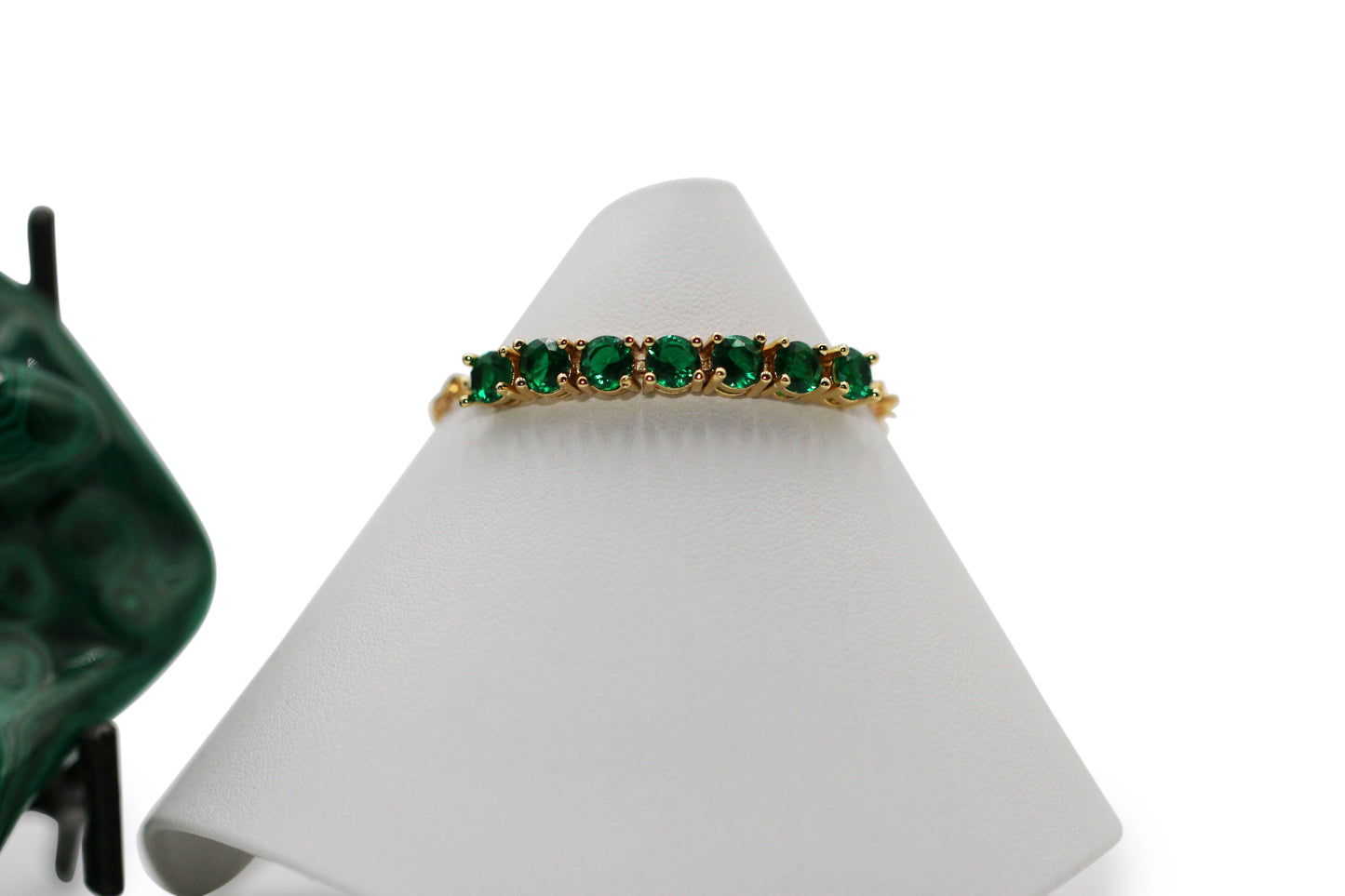 Emerald CZ 7" Gold Bracelet