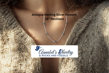 Antique Silver Flowers 16" Necklace