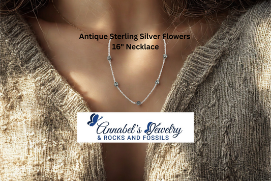 Antique Silver Flowers 16" Necklace