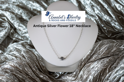 Antique Silver Flower 18" Necklace