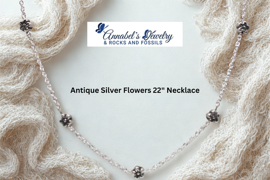 Antique Silver Flowers 22" Necklace
