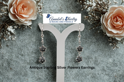 Antique Sterling Silver Flowers Earrings