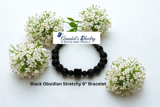 Black Obsidian Stretchy 6" Bracelet