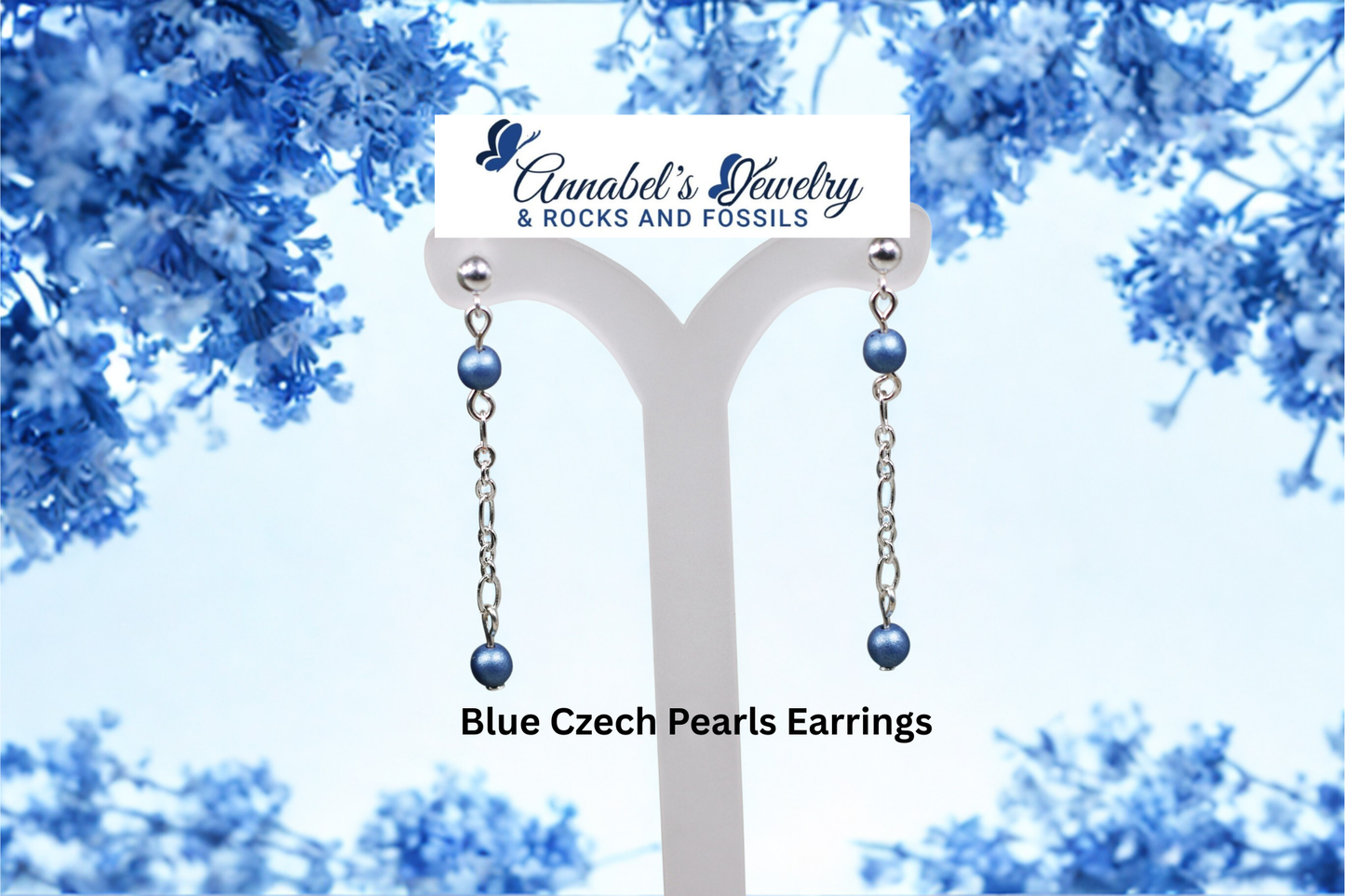 Blue Czech Pearls Earrings