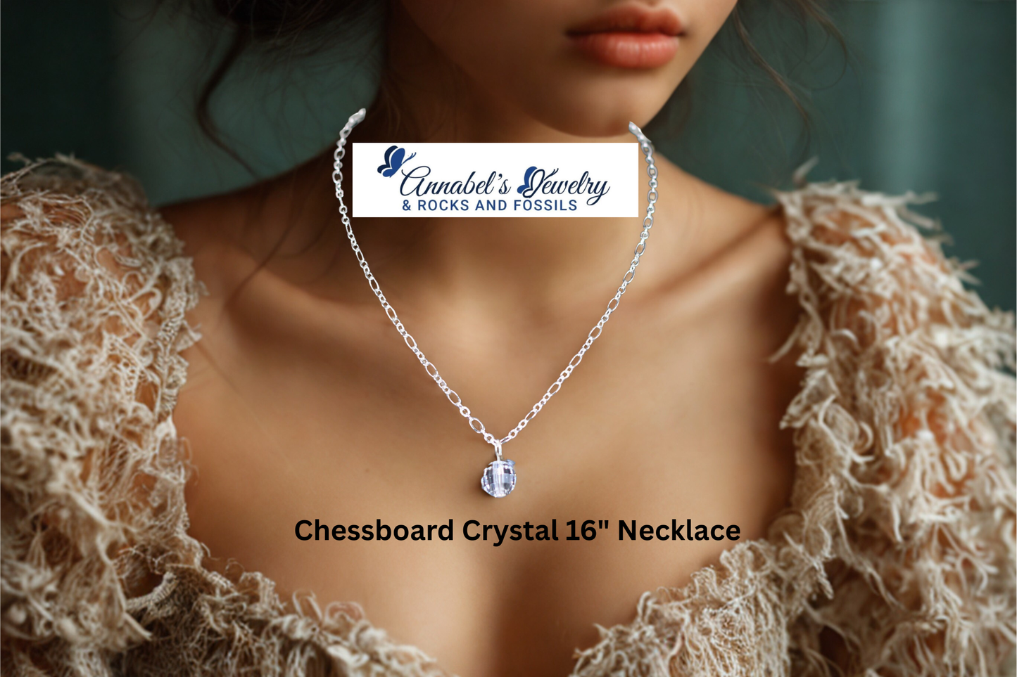Chessboard Crystal 16" Necklace