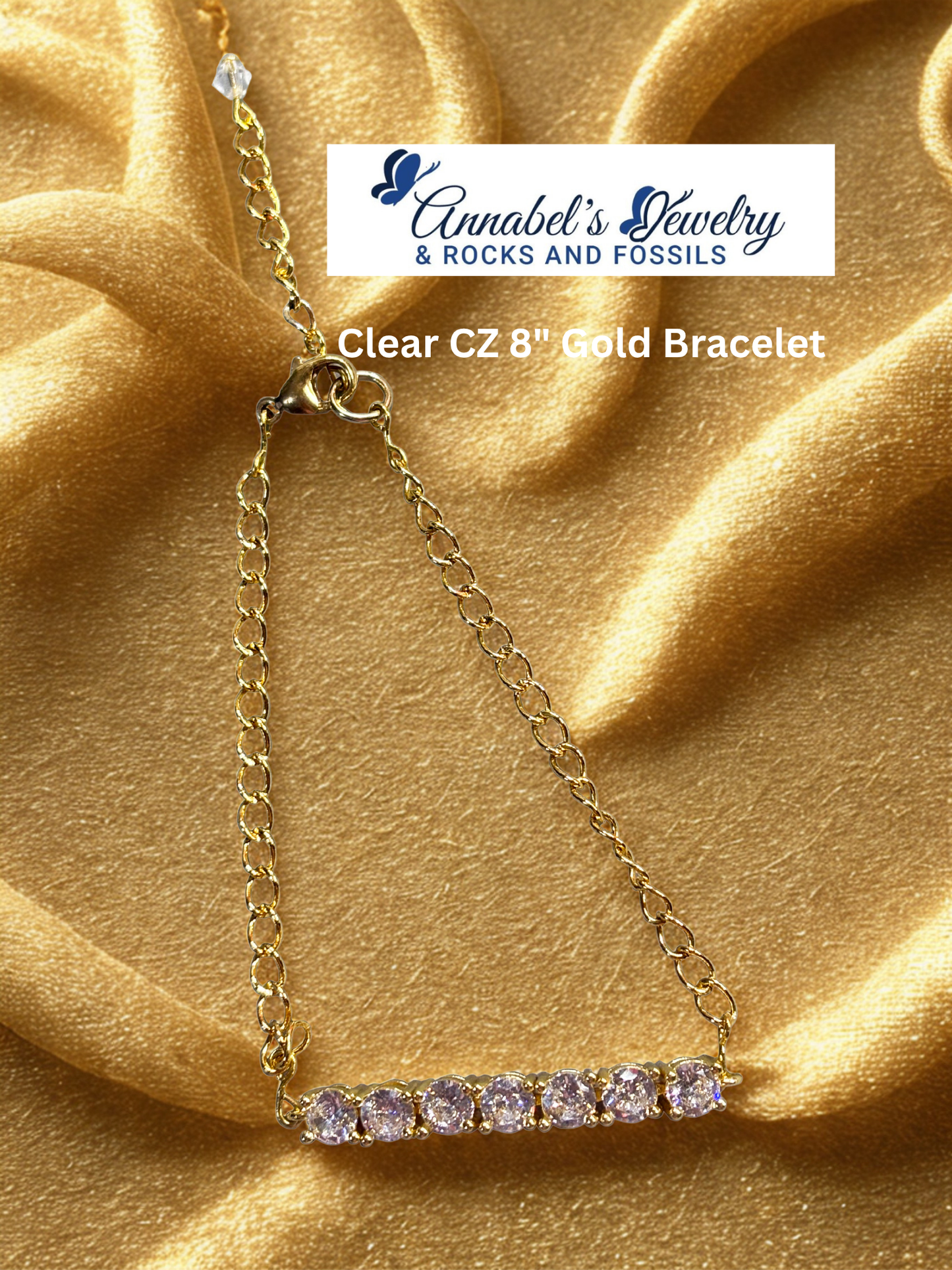 Clear CZ 8" Gold Bracelet