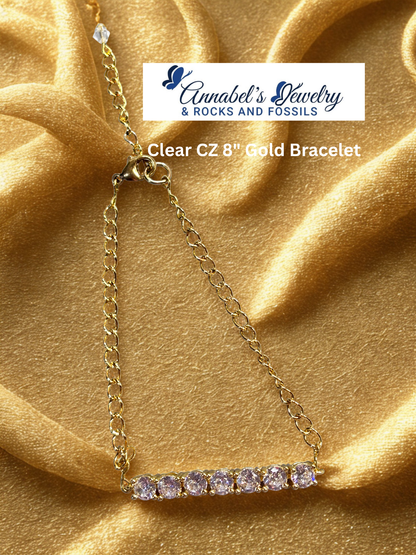 Clear CZ 8" Gold Bracelet