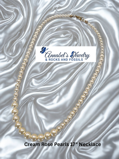 Cream Rose Pearls 17" Necklace