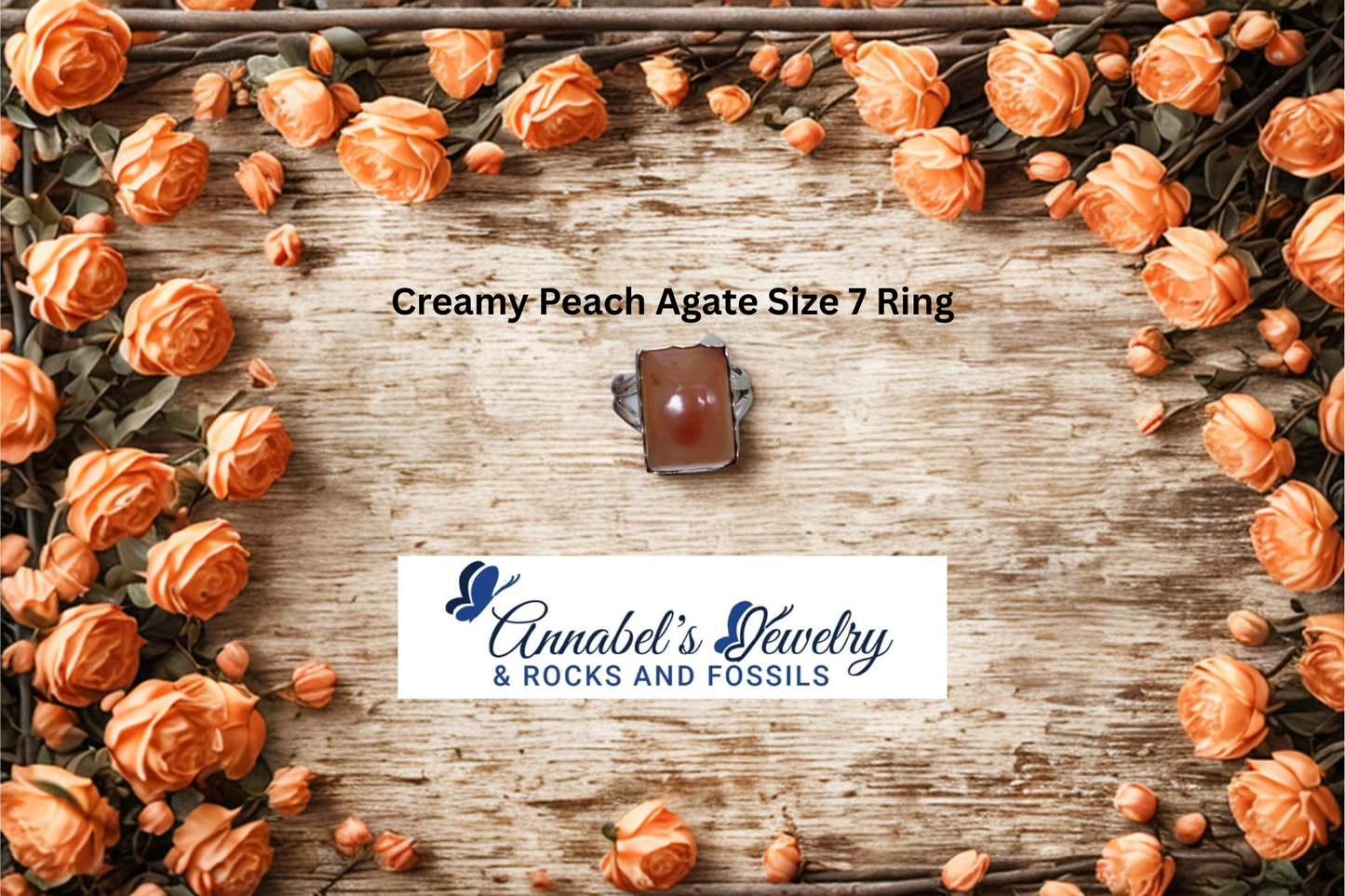 Creamy Peach Agate Size 7 Ring