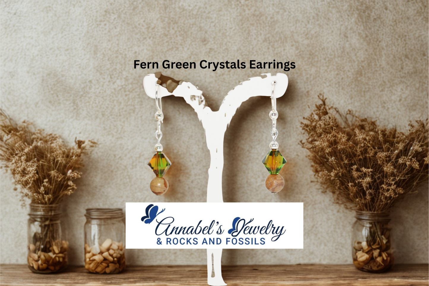 Fern Green Crystals Earrings