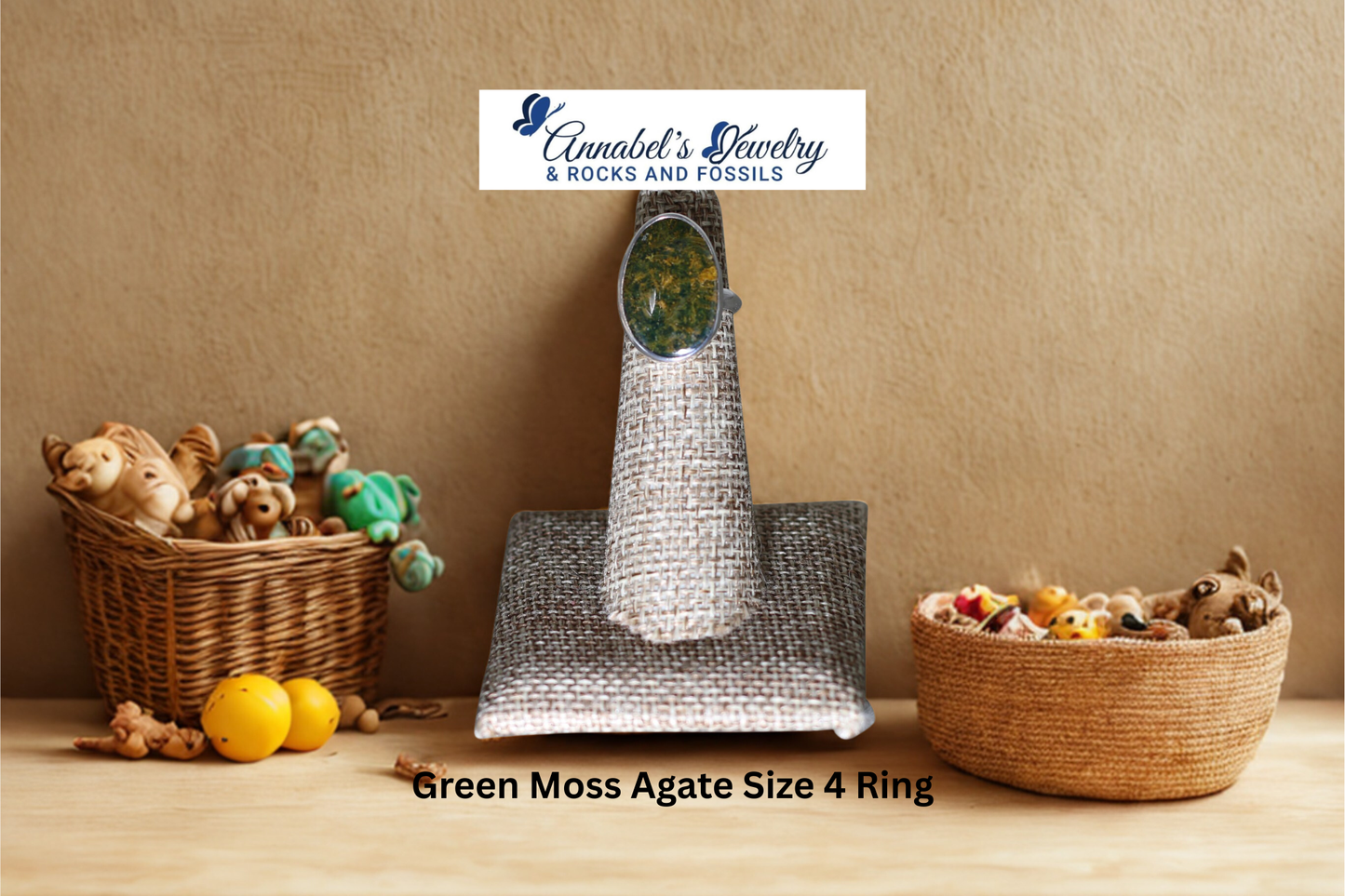 Green Moss Agate Size 4 Ring