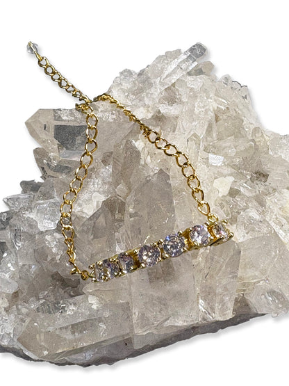 Clear CZ 8" Gold Bracelet