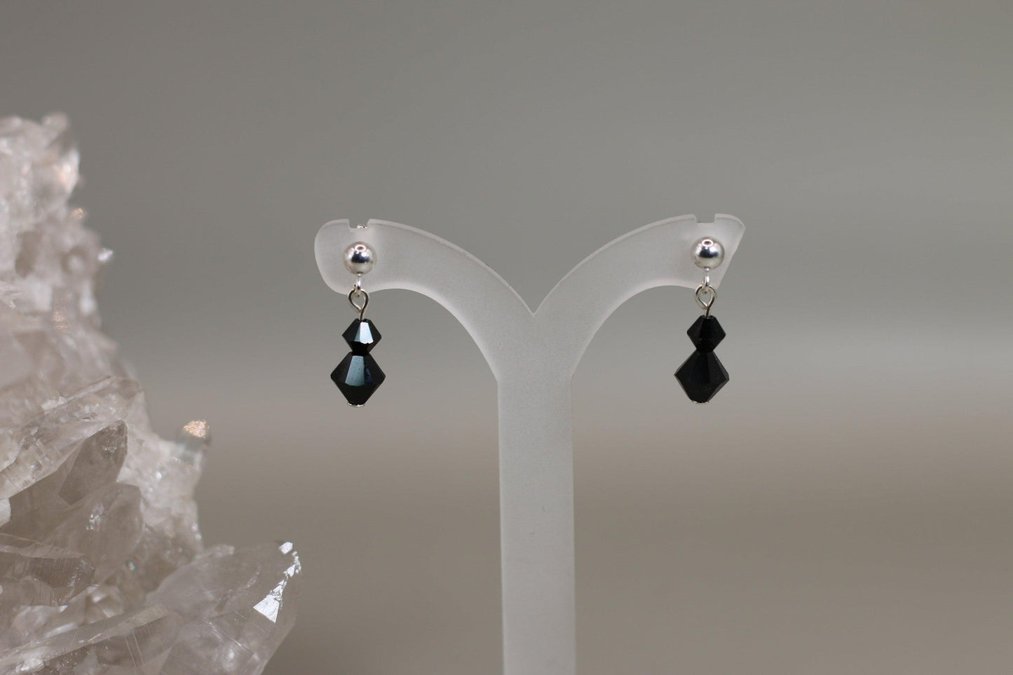 Jet Black Austrian Crystals with Sterling Silver Components - Annabel's Jewelry & Leather