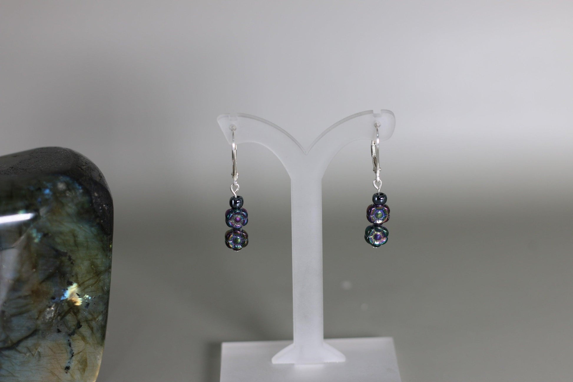 Iris Blue Green Czech Glass Flower Beads - Annabel's Jewelry & Leather