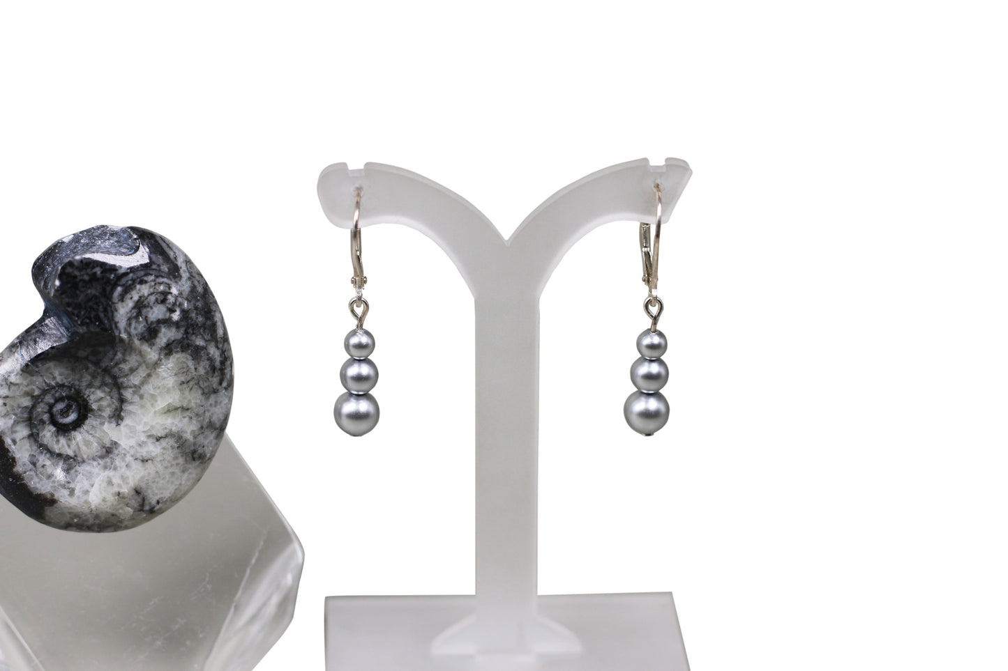 Light Gray Pearls Silver Set