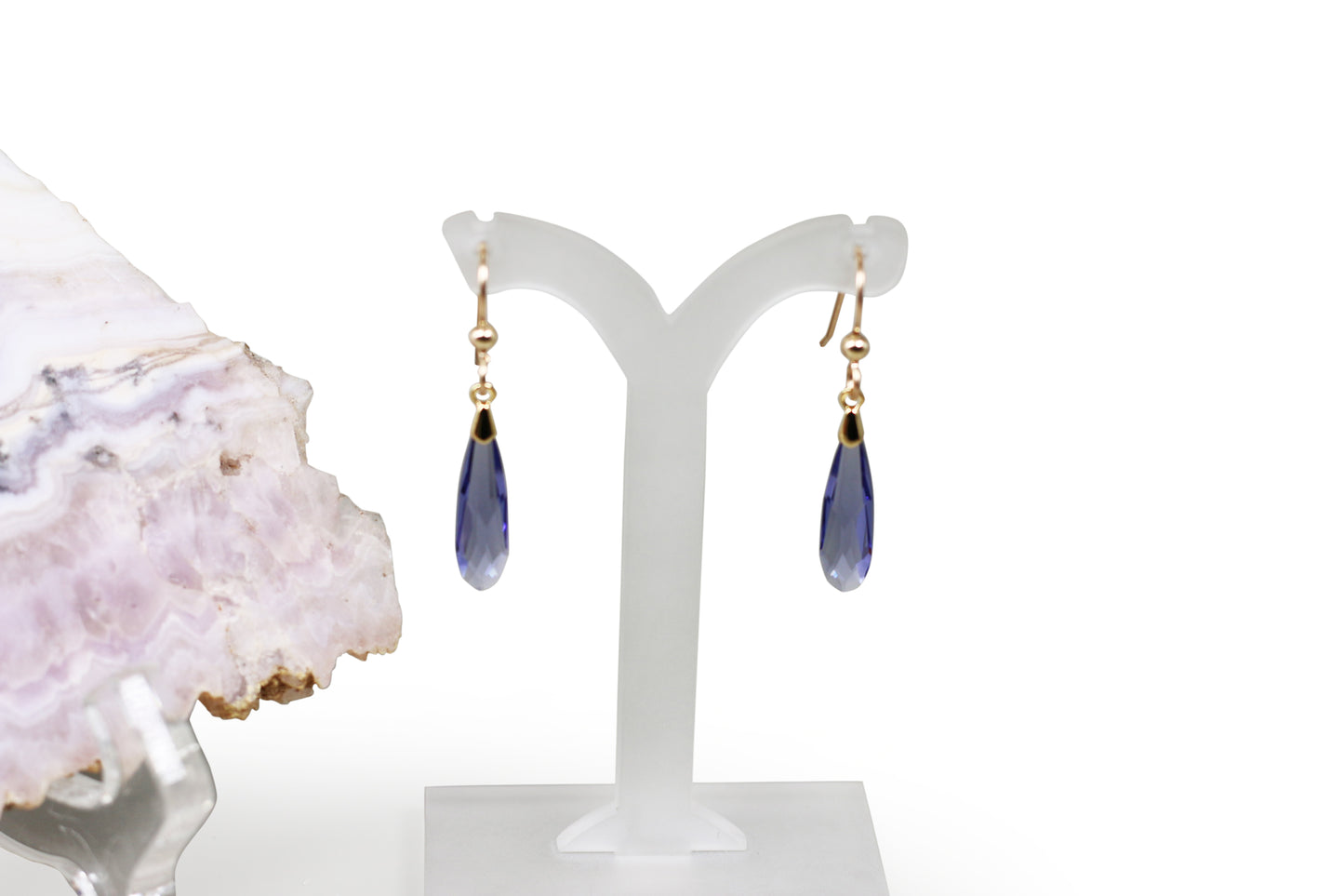 Violet Austrian Crystal Drops Gold Filled Fishhook Earrings - Annabel's Jewelry & Leather