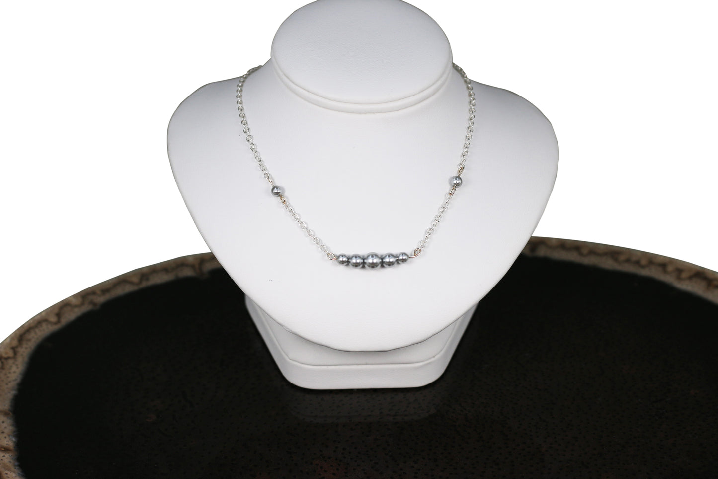 Light Gray Pearls Silver Set