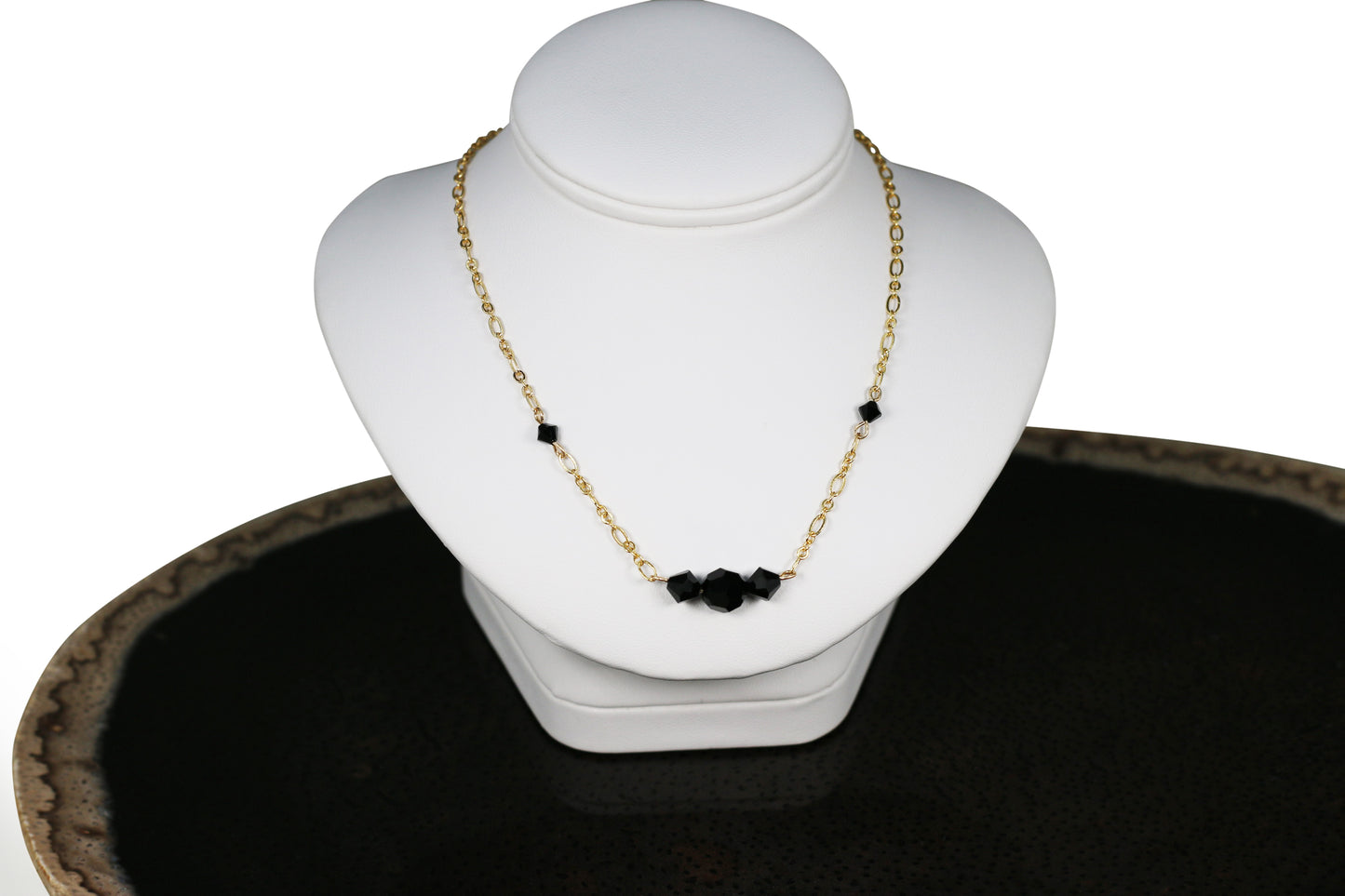 Jet Black Crystals Gold Set