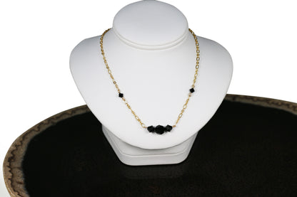 Jet Black Crystals Gold Set