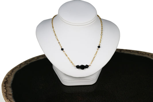 Jet Black Crystals Gold Set