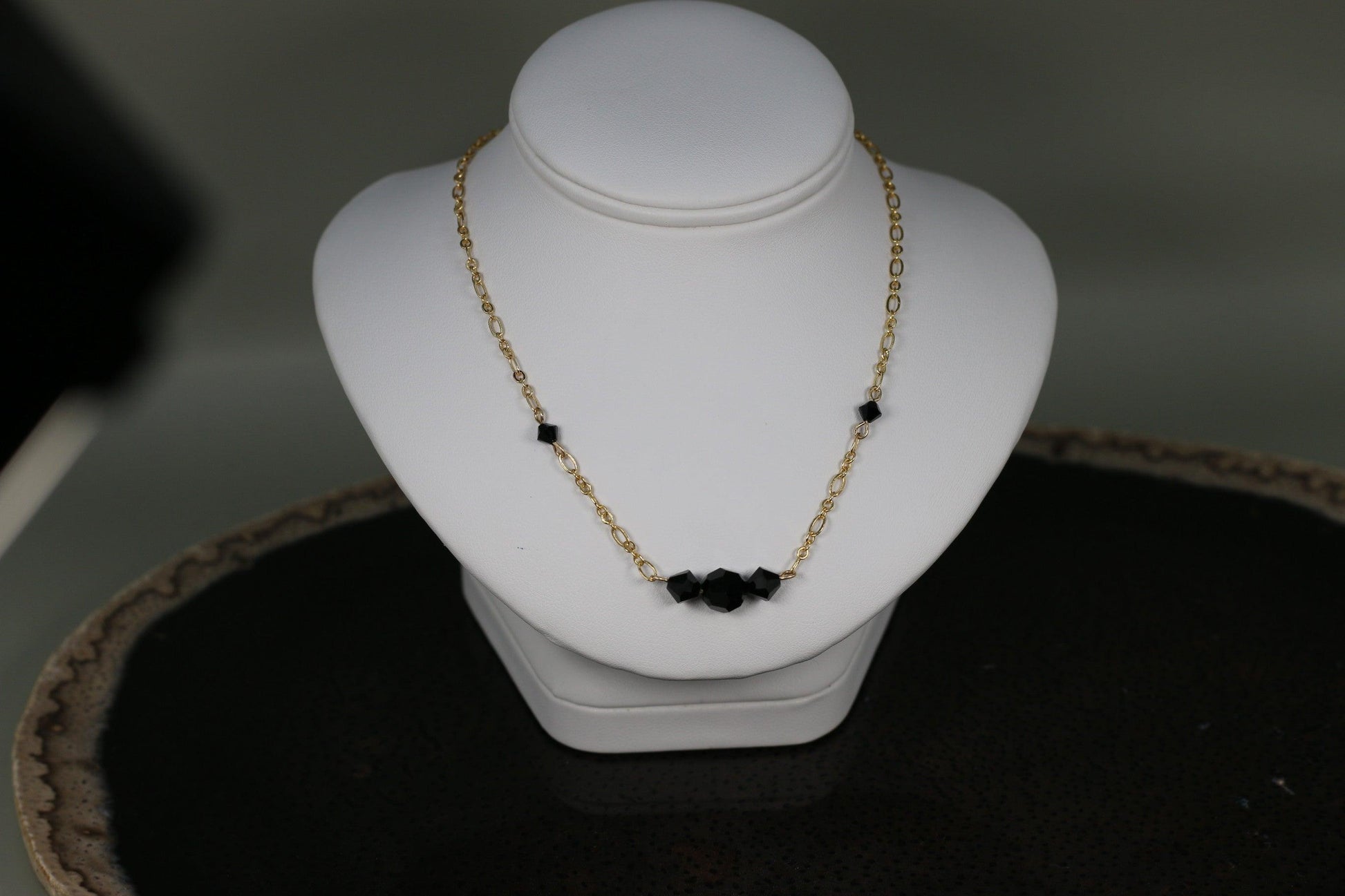 Jet Black Austrian Crystals with Gold Filled Components - Annabel's Jewelry & Leather