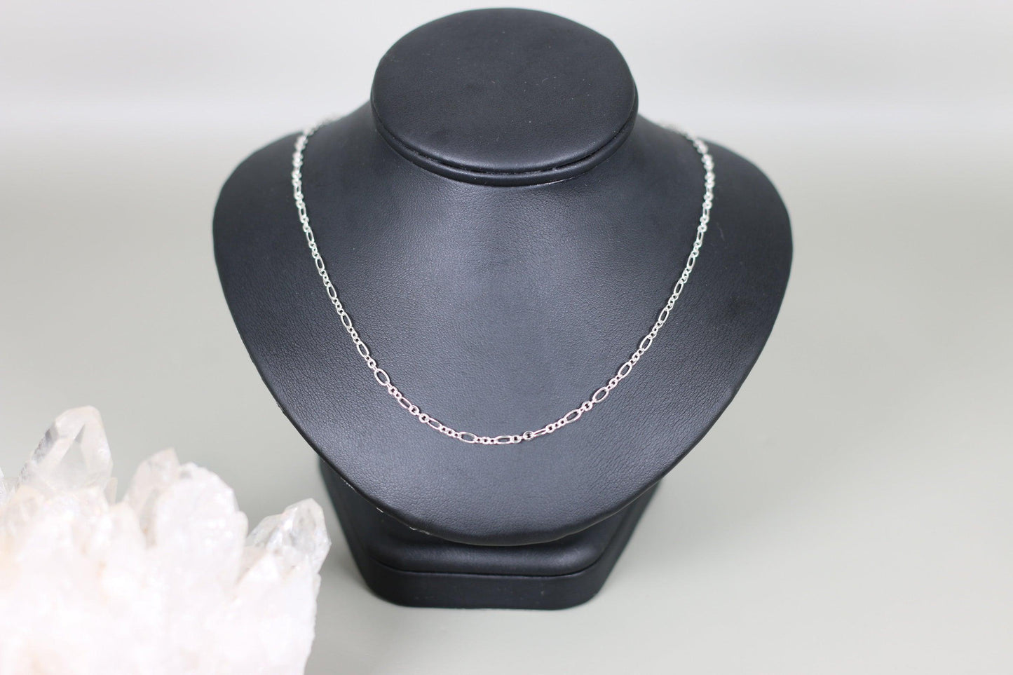 Figaro Chain 20'' Accent Necklace with Sterling Silver Components (no Beads) - Annabel's Jewelry & Leather