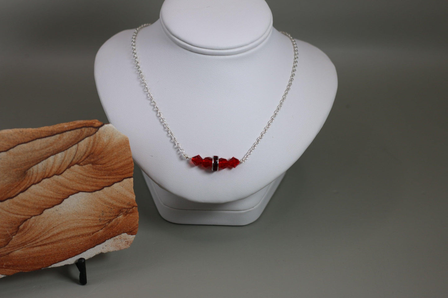 Light Siam Red Preciosa Czech Crystals with Austrian Red Crystal Rondelles - Annabel's Jewelry & Leather