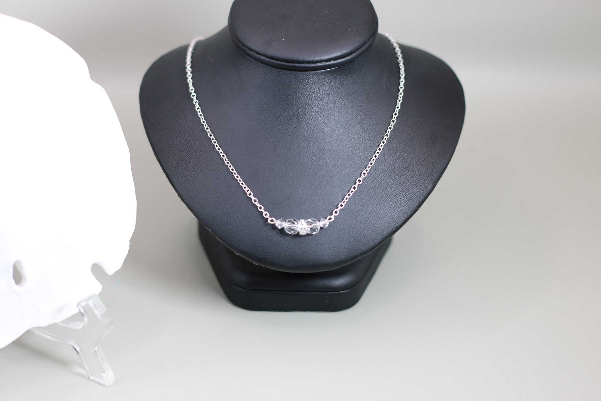 Clear Preciosa Czech Crystals and Rondelle 18" Cable Chain Necklace - Annabel's Jewelry & Leather