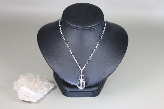 Chessboard Clear Austrian Crystals 18" Figaro Chain Necklace with Sterling Silver Components