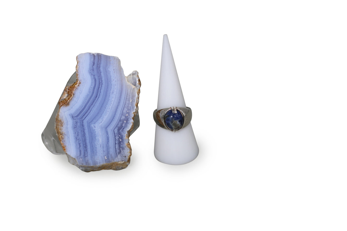 Sodalite Natural Gemstone Sterling Silver Dome Ring, Size 9