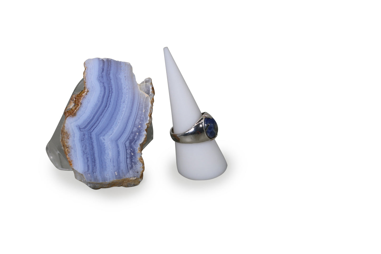 Sodalite Natural Gemstone Sterling Silver Dome Ring, Size 9