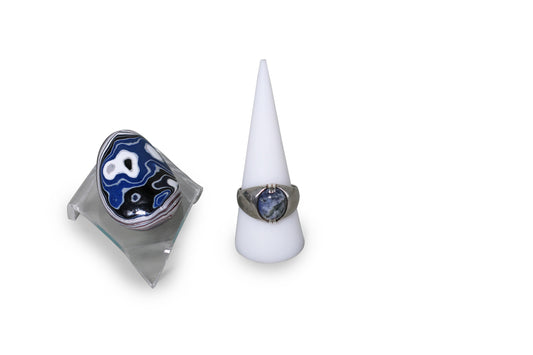 Sodalite Natural Gemstone Cabochon Sterling Silver Dome Ring, Size 10