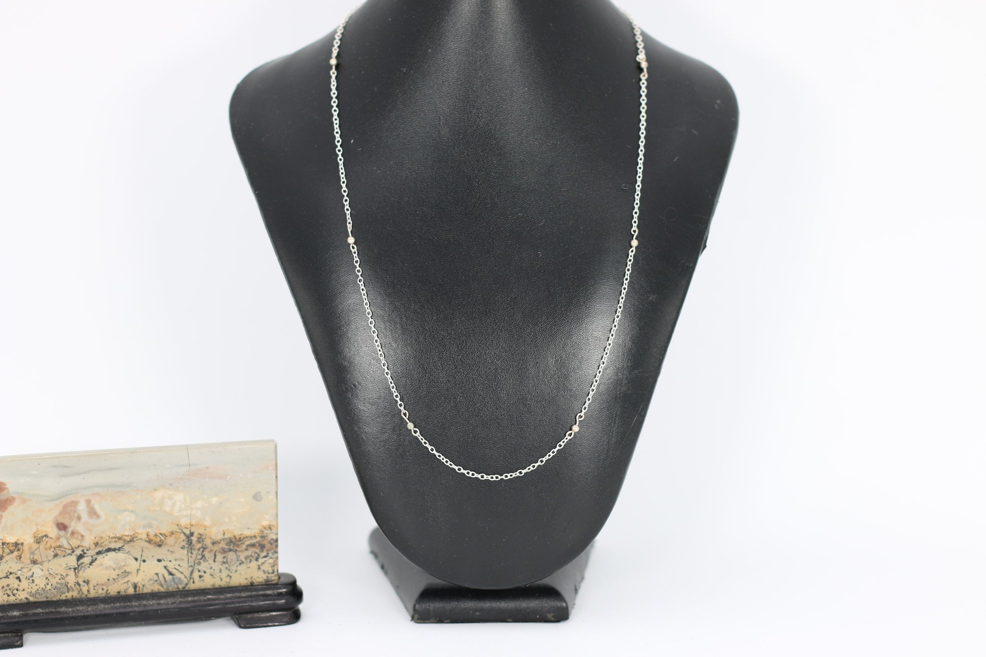 Sterling Silver 3mm Beads 22" Cable Chain Necklace with Sterling Silver Components - Annabel's Jewelry & Leather